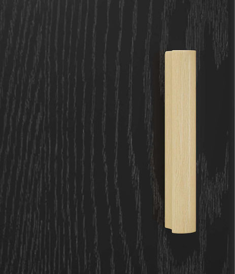 Living Room Display Cabinet Made of Particle Board Black Oak 34.5x32.5x90cm
