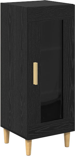 Living Room Display Cabinet Made of Particle Board Black Oak 34.5x32.5x90cm