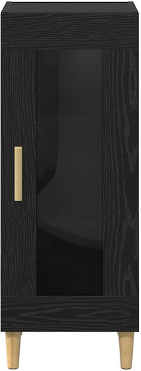 Living Room Display Cabinet Made of Particle Board Black Oak 34.5x32.5x90cm