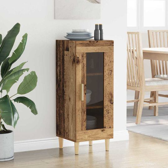 Living Room Display Cabinet Made of Particle Board Old Wood 34.5x32.5x90cm