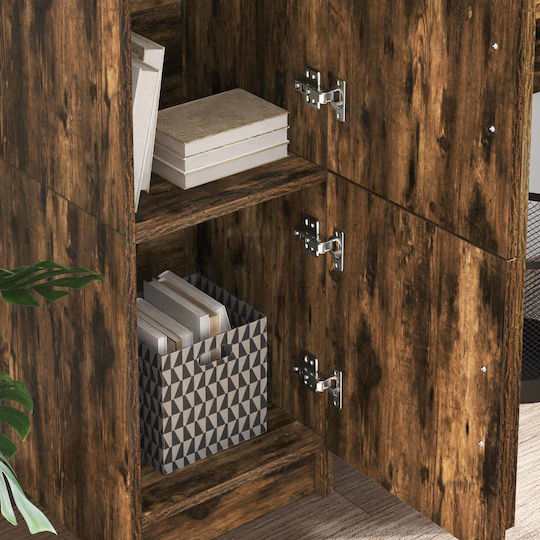Living Room Display Cabinet Made of Particle Board in Smoky Oak Color 31.5x32x124cm