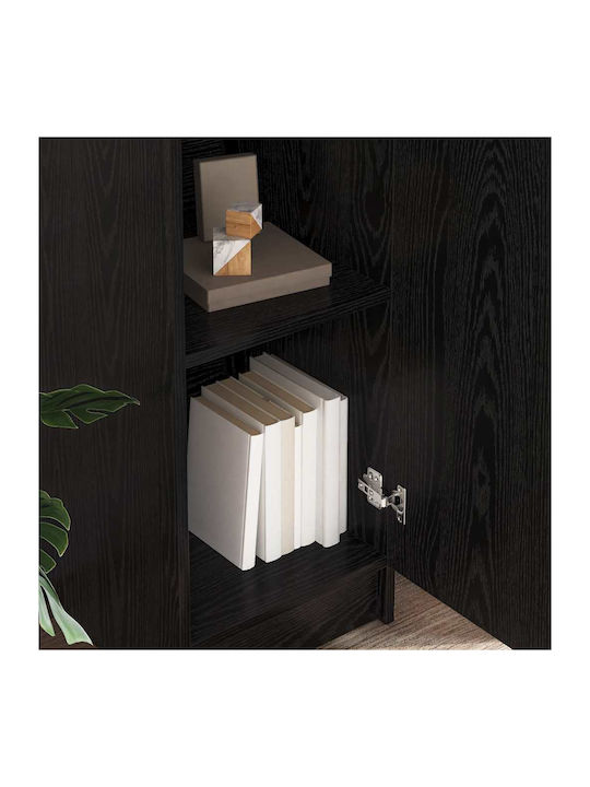 vidaXL Wohnzimmer Schrank aus Spanplatte Schwarz Eiche 35x39x168cm