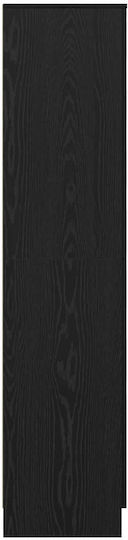 Standvitrine fürs Wohnzimmer aus Spanplatte in Schwarz und Eiche 35x39x168 cm