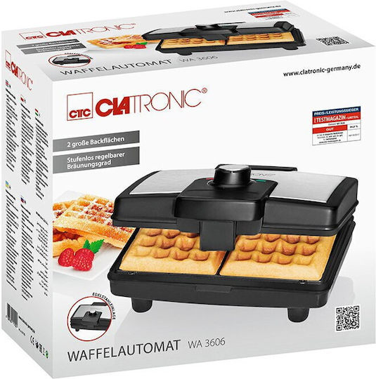 Clatronic WA 3606 Βαφλιέρα για Τετράγωνες Βάφλες 2 Θέσεων 800W