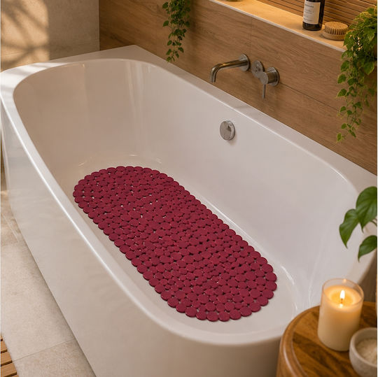 Bathtub Mat with Suction Cups Red 36x69cm