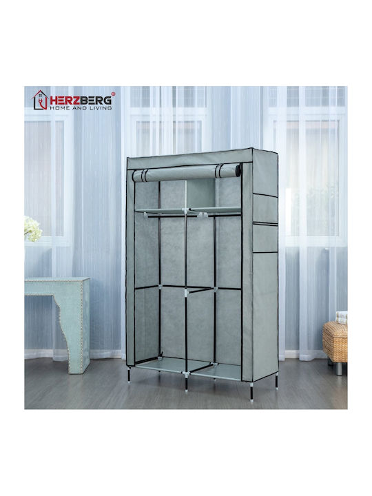 Herzberg Dulap Din Material Cu Fermoar Și Rafturi În Culoare Gri 108x45x170cm