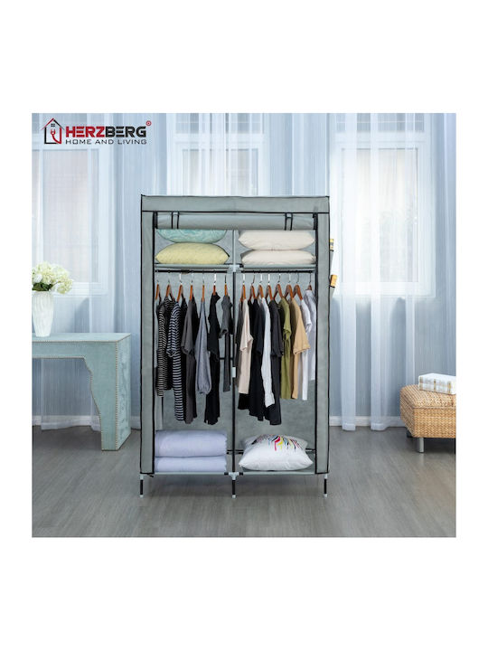 Herzberg Dulap Din Material Cu Fermoar Și Rafturi În Culoare Gri 108x45x170cm