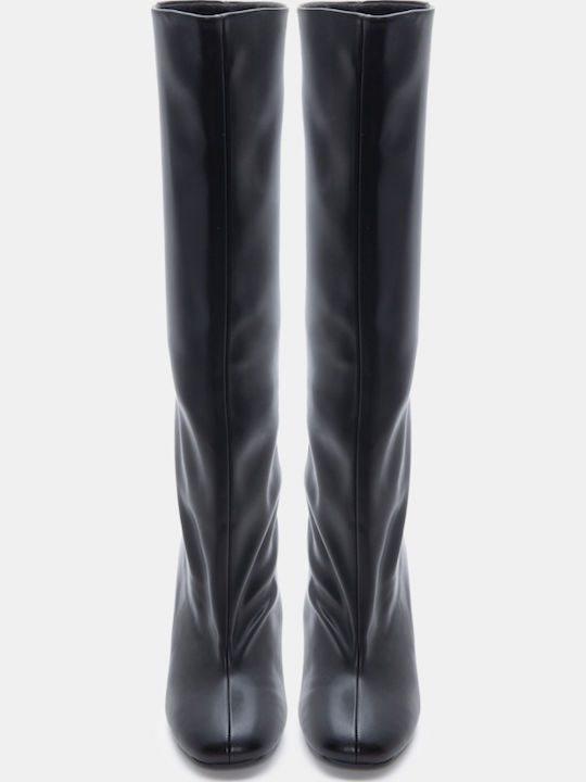 Wildleder Damenstiefel mit Hohem Absatz Schwarz