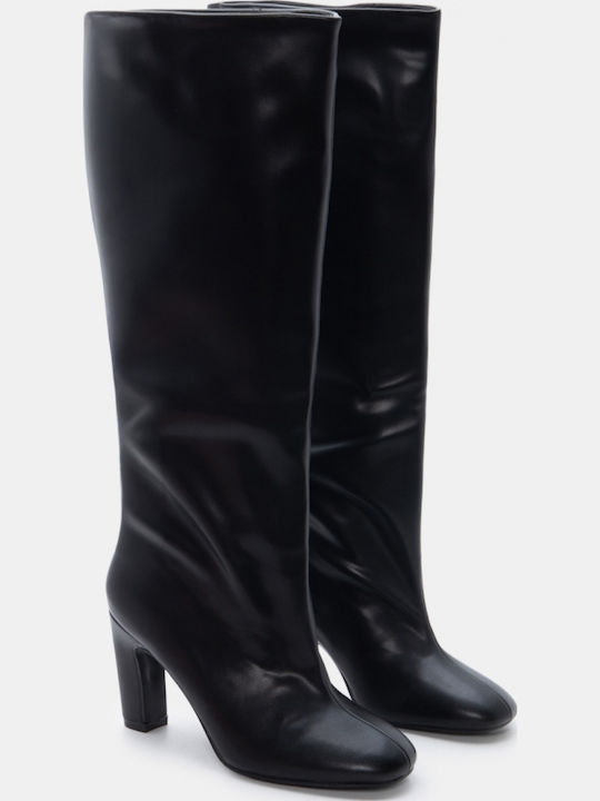 Wildleder Damenstiefel mit Hohem Absatz Schwarz
