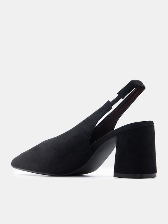 Pointed Toe Heels with Medium Heel Black