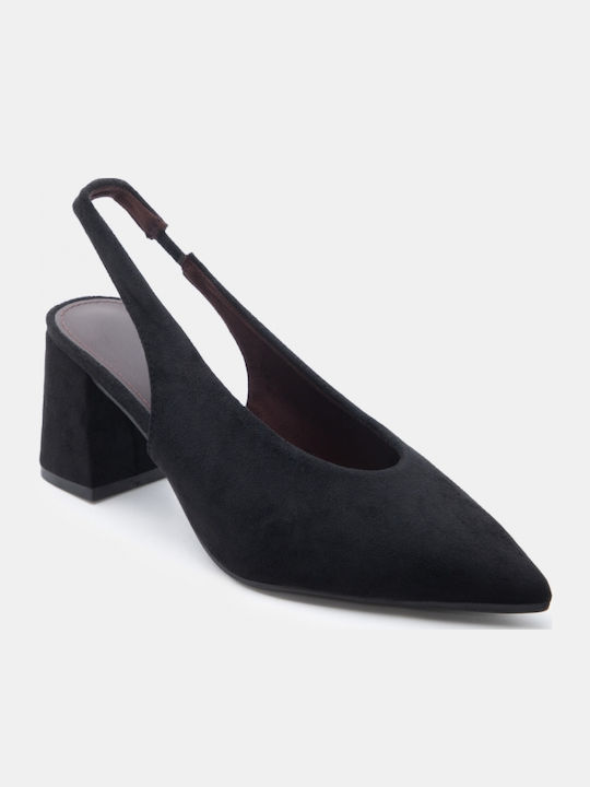 Pointed Toe Heels with Medium Heel Black