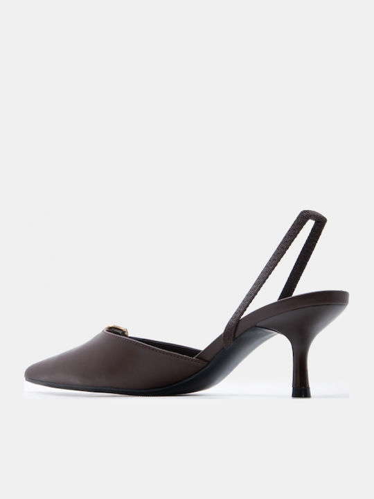 Pointed Toe Heels with Medium Brown Heel
