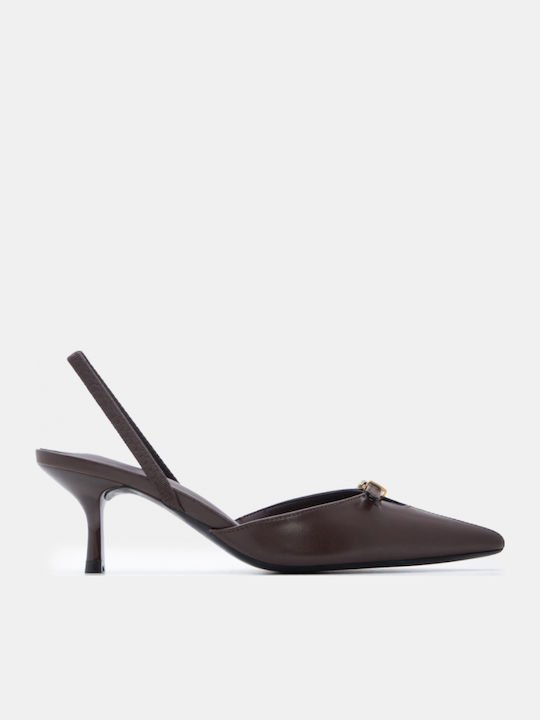 Pointed Toe Heels with Medium Brown Heel