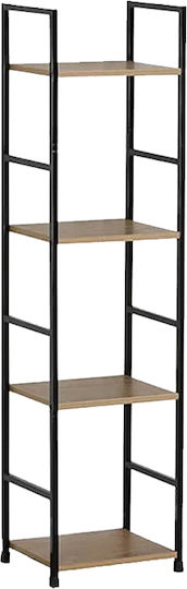 Bookcase Artemis-30112 Oak 4 Shelves 29.1x23.5x112cm Black Metal Frame