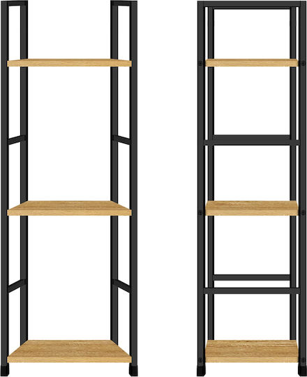 Етажерка Artemis-3080 Дъб 3 Рафтове 29,1x23,5x80см Черен Метален Скеле