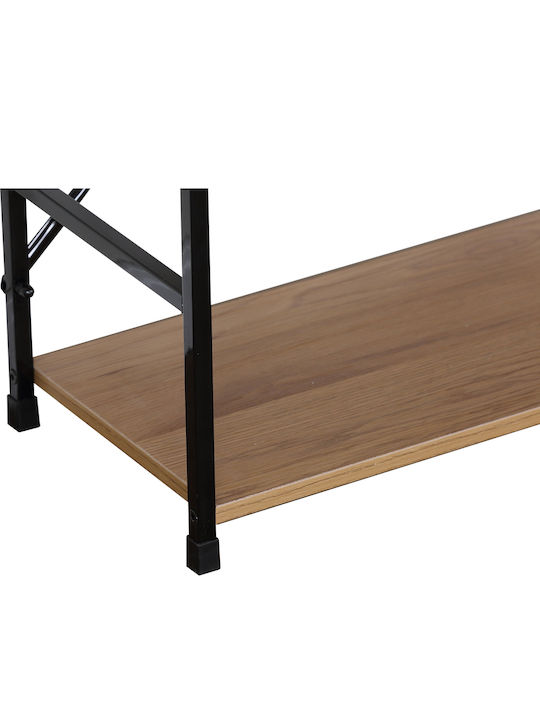 Bookcase Artemis-6080 Oak 3 Shelves 58.6x23.5x80cm Black Metal Frame