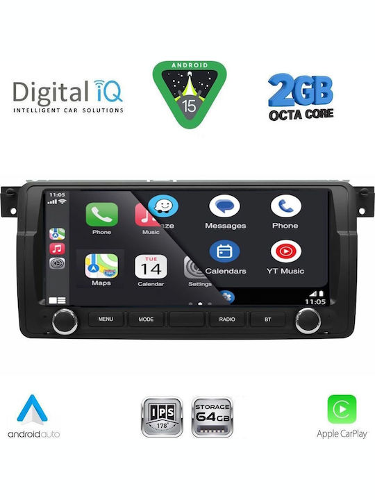 Digital IQ Auto-Audiosystem Für BMW E46 1998-2005 Bluetooth USB Eingebautes Wi-Fi GPS Apple CarPlay Android Auto Mit Touchscreen 7 Digital IQ BLE 353_CPA