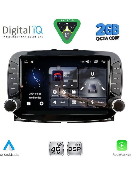 Digital IQ Auto-Audiosystem Für Fiat 500 2016-2025 Bluetooth USB Eingebautes Wi-Fi GPS Apple CarPlay Android Auto Mit 7 Zoll Touchscreen