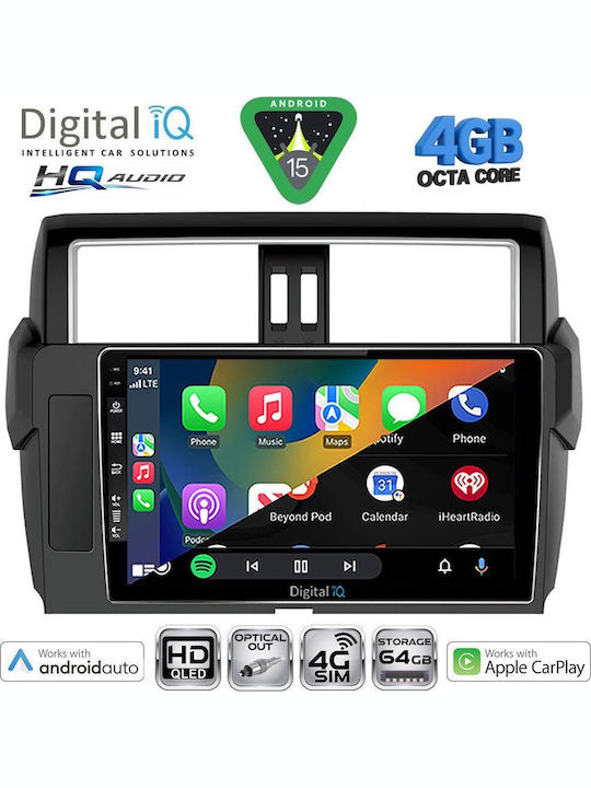 Digital IQ Auto-Audiosystem Für Toyota Prado 2014-2017 Bluetooth USB Eingebautes Wi-Fi GPS Apple CarPlay Android Auto Mit Touchscreen 10 Zoll