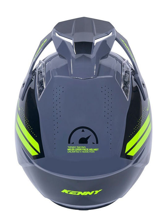 Kenny Miles Graphic Grau Motorradhelm Jet ECE 22.06 Gewicht 1100gr mit Sonnenblende