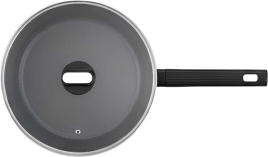 Swiss Haus 28cm Deep Frying Pan Glass Lid Black Swiss Haus 28cm Deep Frying Pan Glass Lid Black