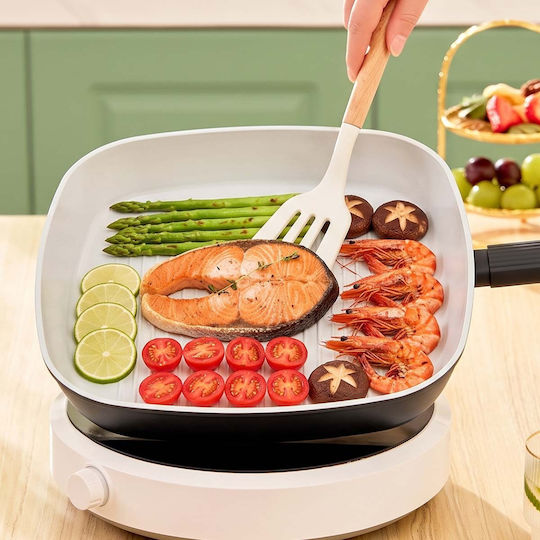 Swiss Haus 28 Cm Square Griddle Pan Non-stick Ceramic Interior Coating Black