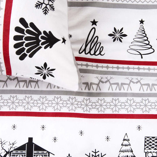 Darymex Christmas Trees Duvet Cover Set Cotton 180x200cm Semi-Double with Pillowcase Grey