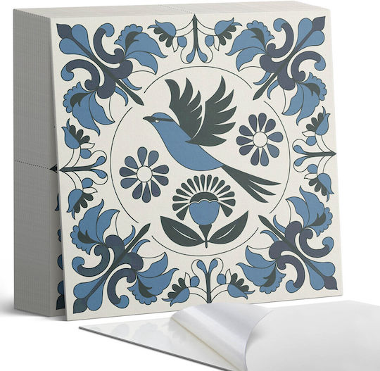 Vinyl Tile Set Kitchen Motif Bird Flower Pattern 20x20x20 Cm