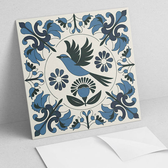 Vinyl Tile Set Kitchen Motif Bird Flower Pattern 20x20x20 Cm