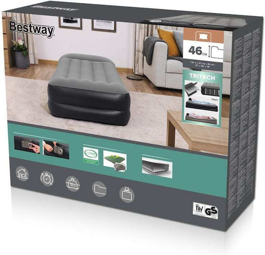 Bestway Надуваем Матрак за Сън Единичен с Вградена Електрическа Помпа 191x97x46см Черен