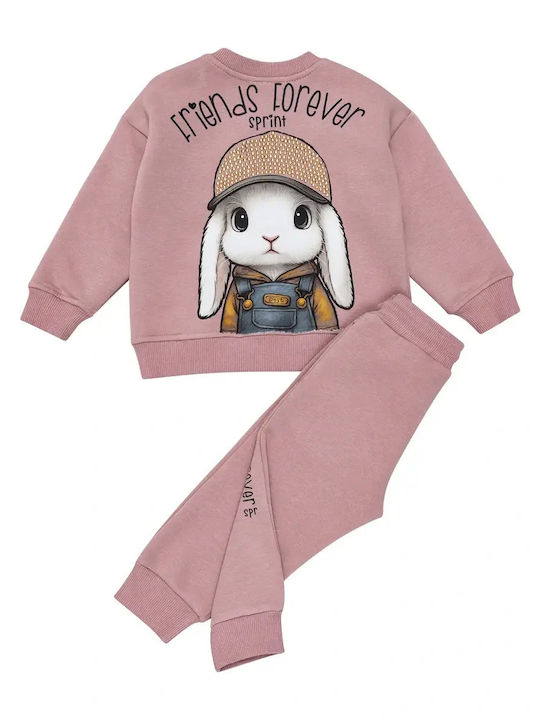 Kinder Sweatpants Set Rosa Dunkel 2Stücke