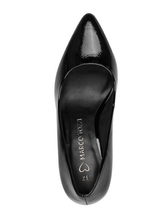 Leder Pumps mit Mittelhohem Absatz Schwarz