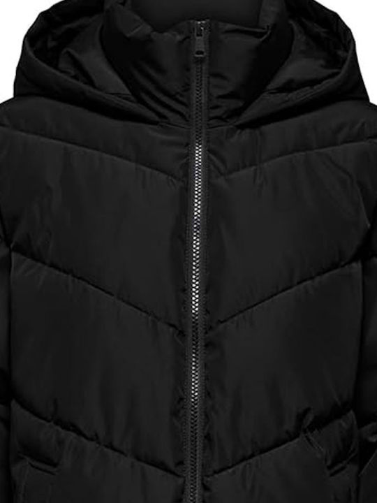 Късо Дамско Puffer Якето за Зима Черно
