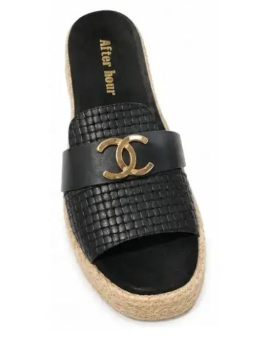 Damen Flache Sandalen Schwarz