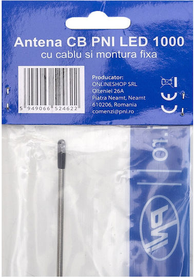 Pni Led 1000 Κεραία Cb Αυτοκινήτου 80cm Καλώδιο 4m & Βάση Σφιγκτήρα 300w Φωτιζόμενο Πηνίο