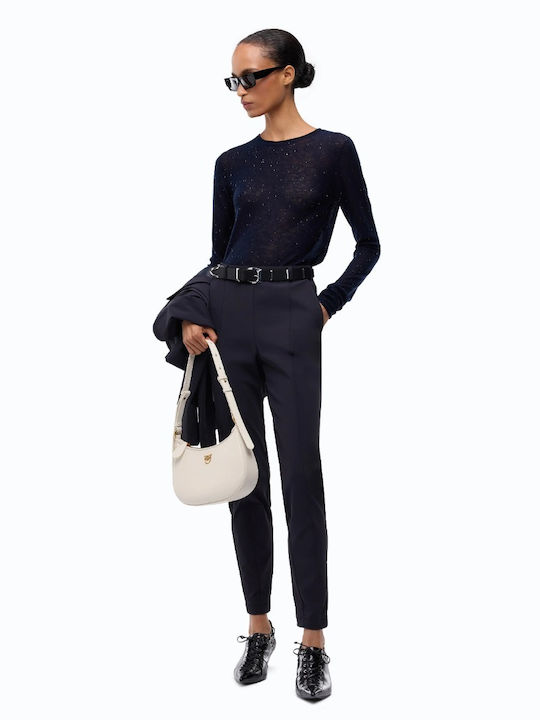 Pinko Pantaloni Dama Din Țesătură Skinny Fit Albastru Închis Pinko Pantaloni Dama Din Țesătură Skinny Fit Albastru Închis