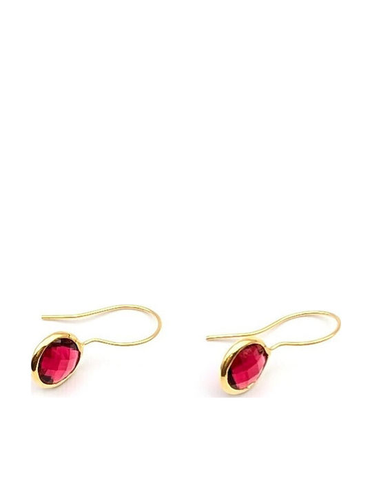 Grekas Dangle Earrings Made of Gold Plated Silver Red