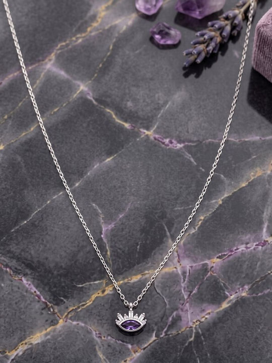 Grekas Halskette aus Vergoldetem Silber mit Zirkon Lila Grekas Halskette aus Vergoldetem Silber mit Zirkon Lila