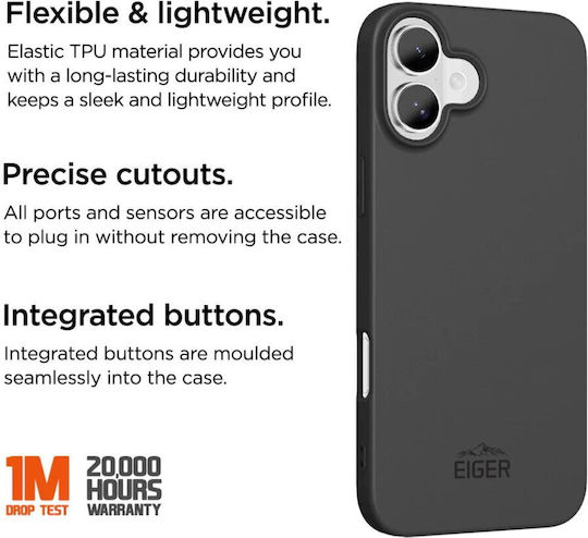 Eiger Eiger Grip Husă iPhone 16 Plus Neagră