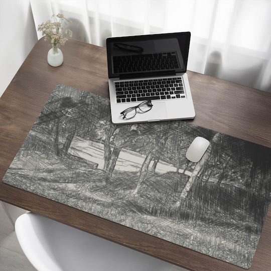 Moderner Rutschfester Fernsehtechnik-Mauspad Forest Sketch 120x60 cm