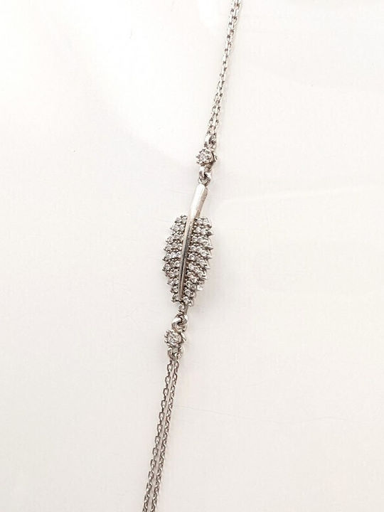 Grekas Women's Silver Chain Bracelet with Zircon 5cm