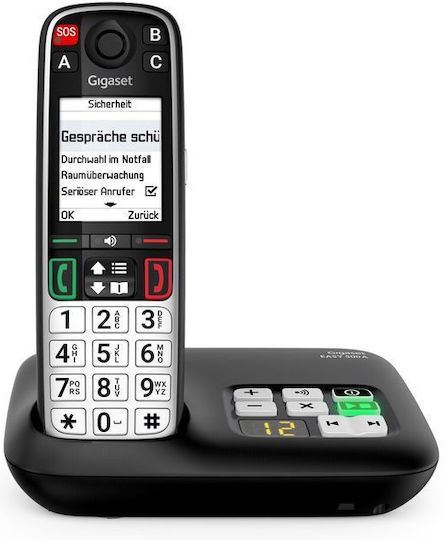 Gigaset Easy 500A Безжичен Телефон с Гръцко Меню Черен
