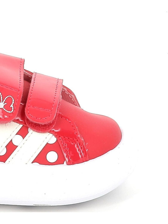 Grand Court Kids Sneakers with Hoop & Loop Closure Red