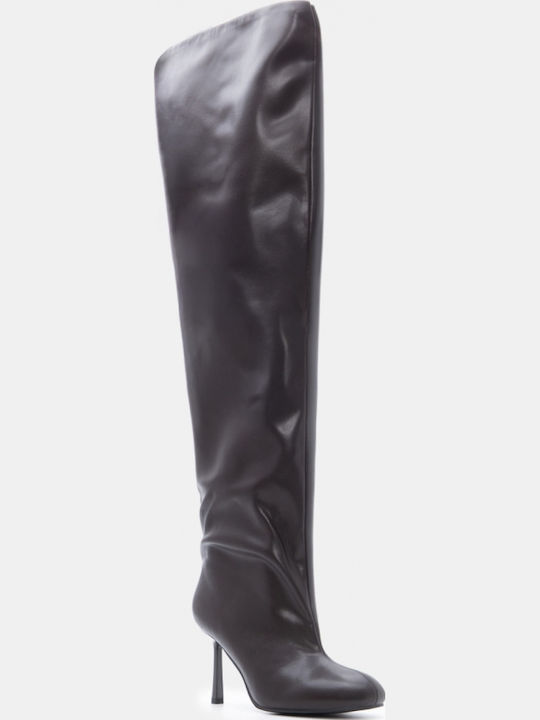Wildleder Damenstiefel Über dem Knie Braune