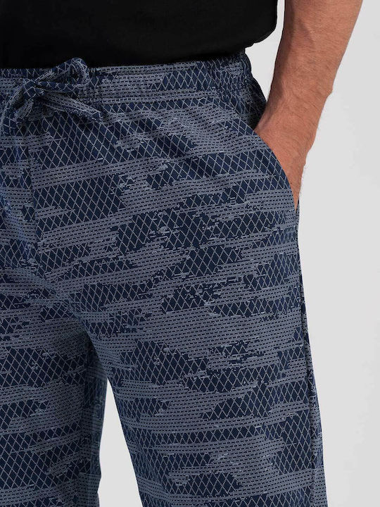 Vienetta Secret Plus Size Summer Men's Pyjama Pants Navy Blue