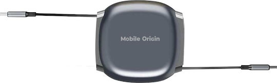 Mobile Origin Retractable USB 2.0 Cable USB-C Male - USB-C 100W Grey 0.25m MO-CB7-SPG