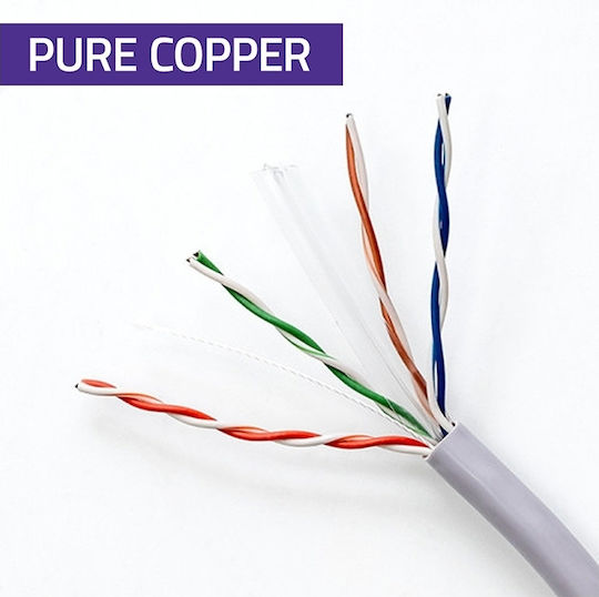 Qoltec Директно Свързване На Мед Кат.6 (Gigabit) Мрежов Кабел Ethernet 50м Сив