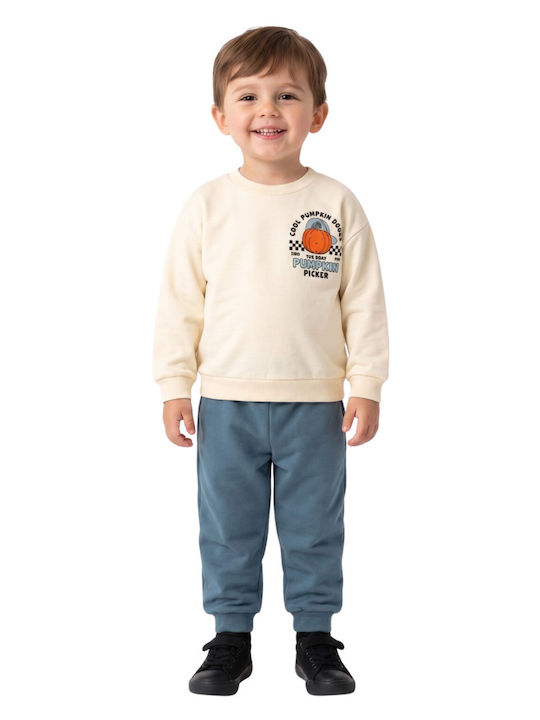 Kids Tracksuits Ecru-Turquoise Set 2 Pieces