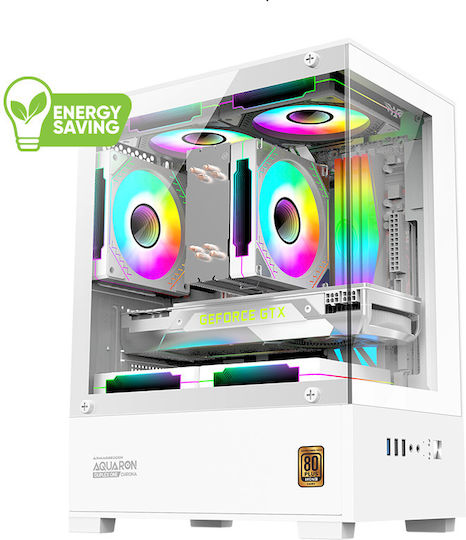 Armaggeddon AQUARON-NEMO-W Gaming Micro Tower Computer Case with Side Window White