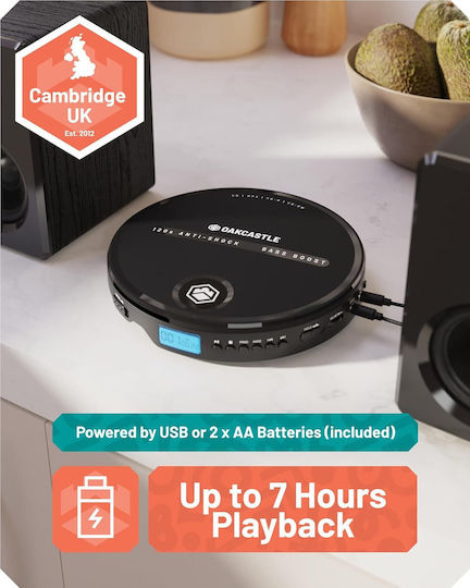 Majority Portable Cd Player Incl Earphones 2x Aa Line Out Oakcastle Cd10